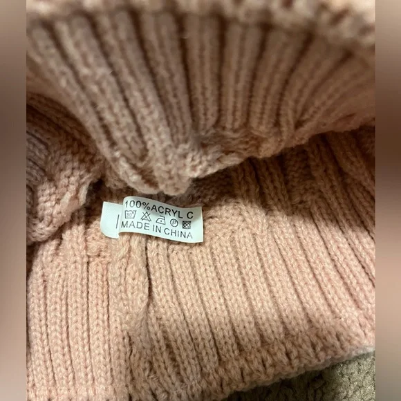 Pink and Brown Hat With Pom-Pom - Picture 2 of 2